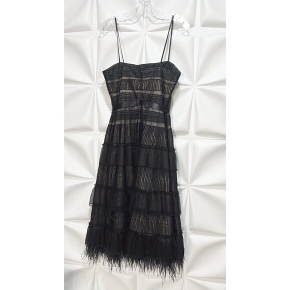 BCBG Maxazaria Sz 8 Black Strapless Lace Feather Boa Dress Ruffled NEW NWT $400 - Picture 12 of 15